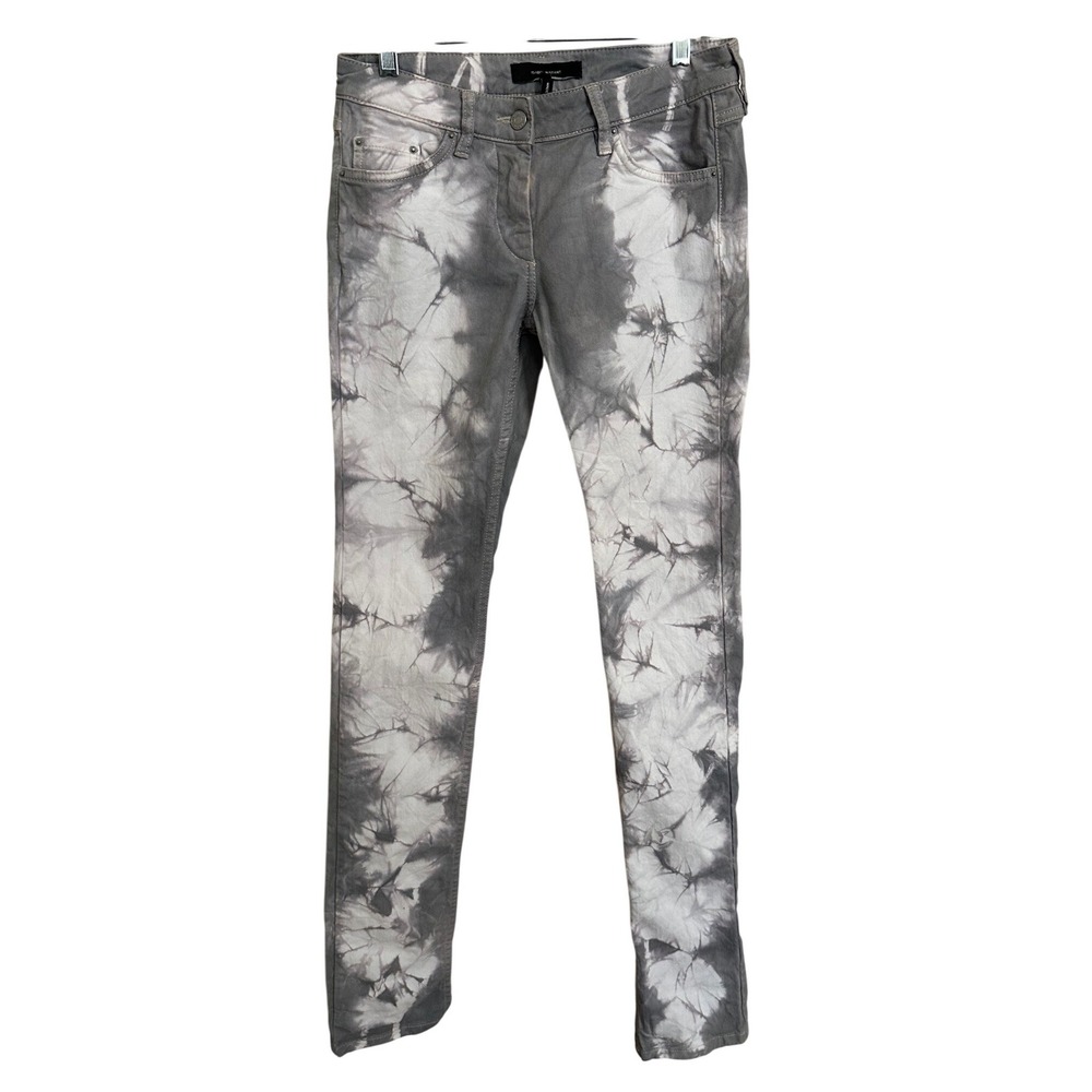 Isabel Marant Tie Dye Acid Wash Skinny Jeans Grey White Stretch FR 38 US 6